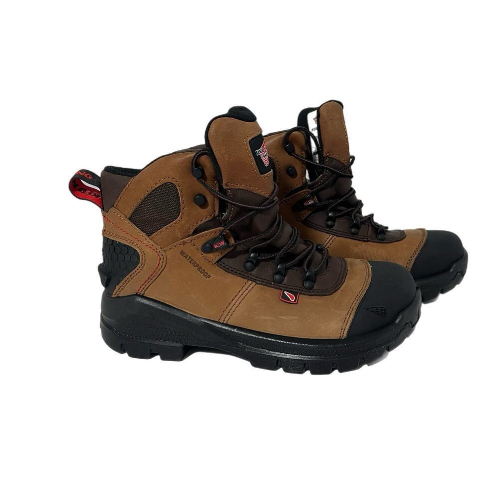 Red Wing Brown Aluminum Toe Waterproof Work Boots 2436 Mens Size 6 D NEW